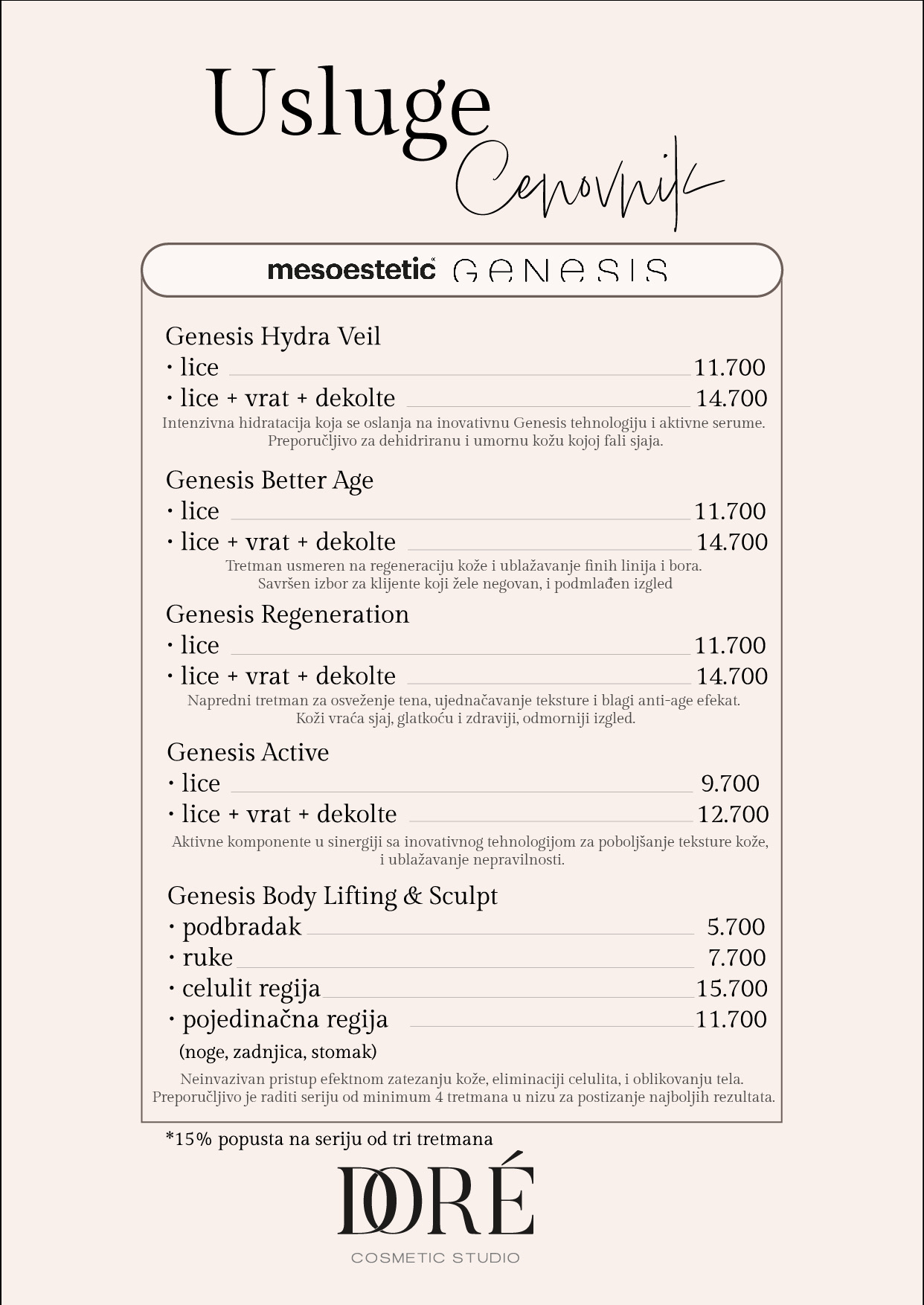 Doré Cosmetic Studio cenovnik strana 4