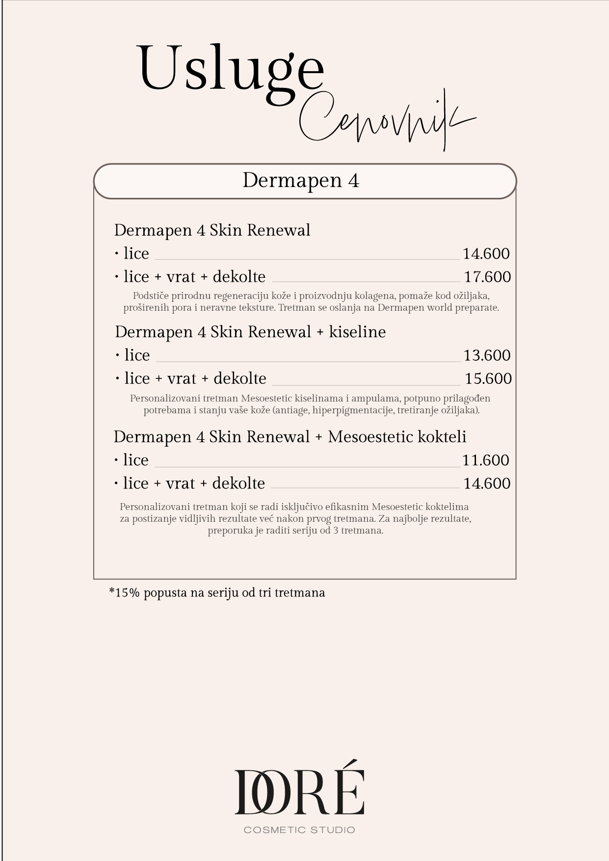 Doré Cosmetic Studio cenovnik strana 5